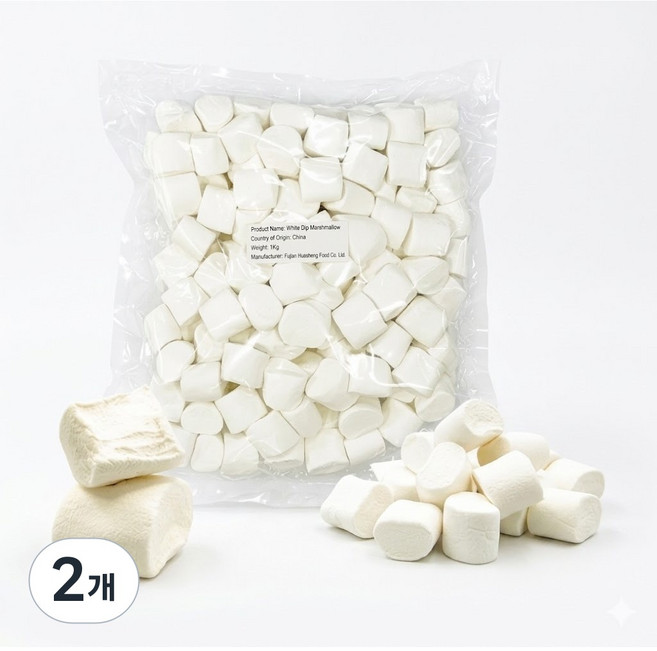 화이트 빅 마시멜로 마쉬멜로우, 1kg, 2개