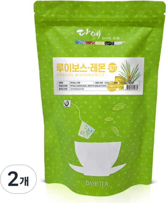 [본사직영] 다예 맛있는 루이보스 레몬차 생분해 삼각티백, 2개, 50개입, 1g