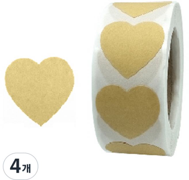 바이트 하트 컬러 스티커, 4개, 크라프트