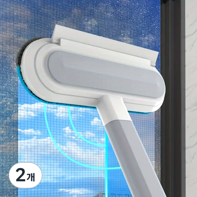 올인원 방충망 틈새 먼지 제거 브러쉬 스퀴지 청소솔, 그레이, 2개