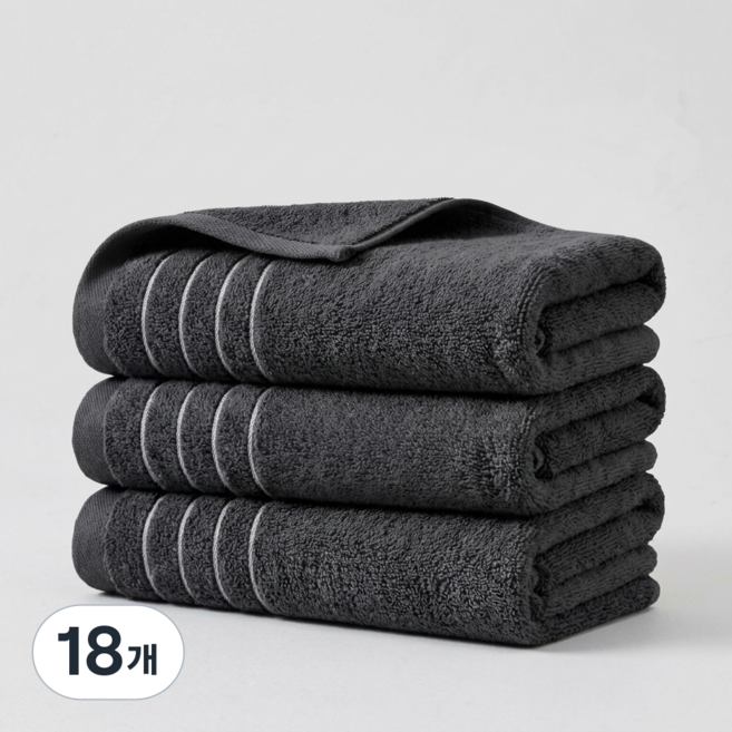 융풍 호텔수건 도톰한 프리미엄 100% 코튼 고흡수 부드러운 수건, 18개, 차콜그레이