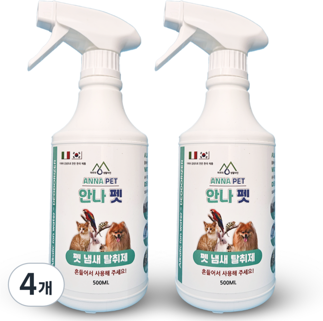 강아지오줌냄새제거 반려견 애견 반려동물 애완견 소변 배변 탈취제 탈취제/소독제, 500ml, 4개