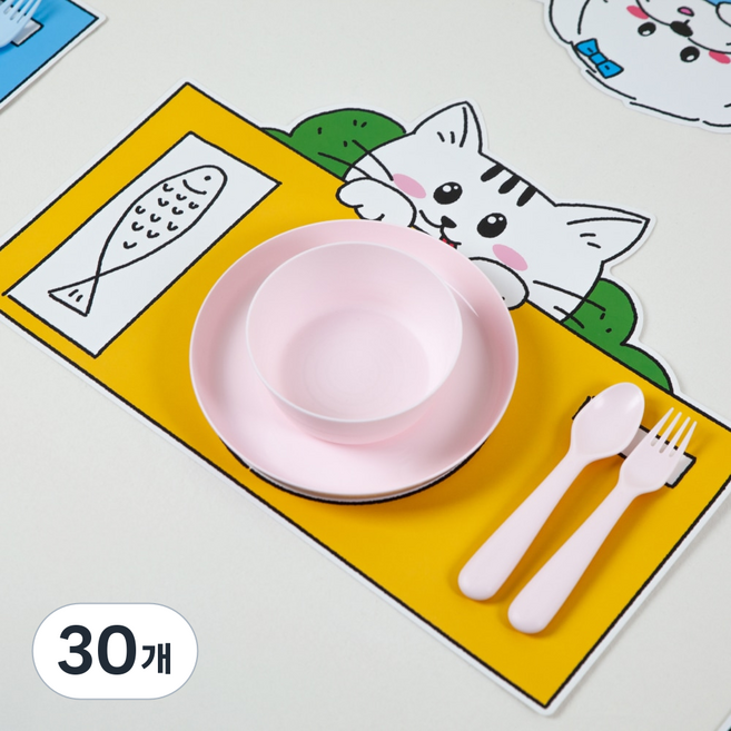 어린이 파티 테이블매트 고급 코팅종이, 30개, 43cm, 고양이