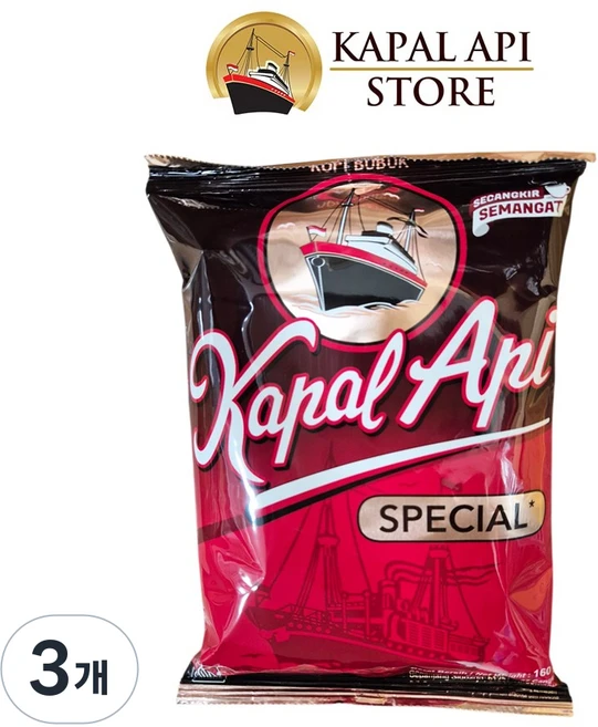 인도네시아커피 KAPAL API Instant Coffee 까빨아삐 인스턴트커피 원두 볶은커피, 3개, 1개입, 160g - 쿠팡