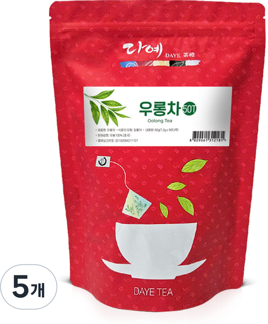[본사직영] 다예 맛있는 100% 우롱차 생분해 삼각티백, 5개, 1.2g, 50개입