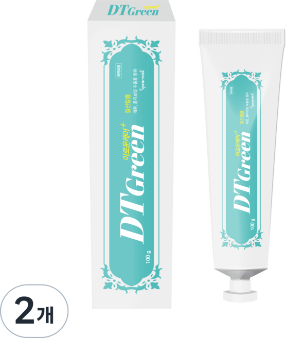 디티그린 이로운케어플러스 고불소치약 스피아민트향, 100g, 2개