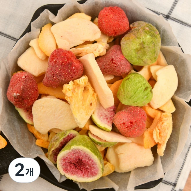 딸기 파인애플 복숭아 무화과 사과 동결건조 과일칩, 2개, 100g - 쿠팡