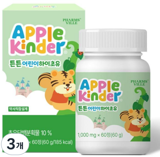 애플킨더 튼튼 하이초유 어린이 비타민 60g, 60정, 3개