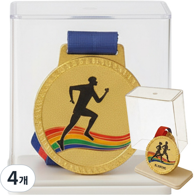 그니주니 메달 디스플레이 진열 수납함 2P, 4개, 크림화이트