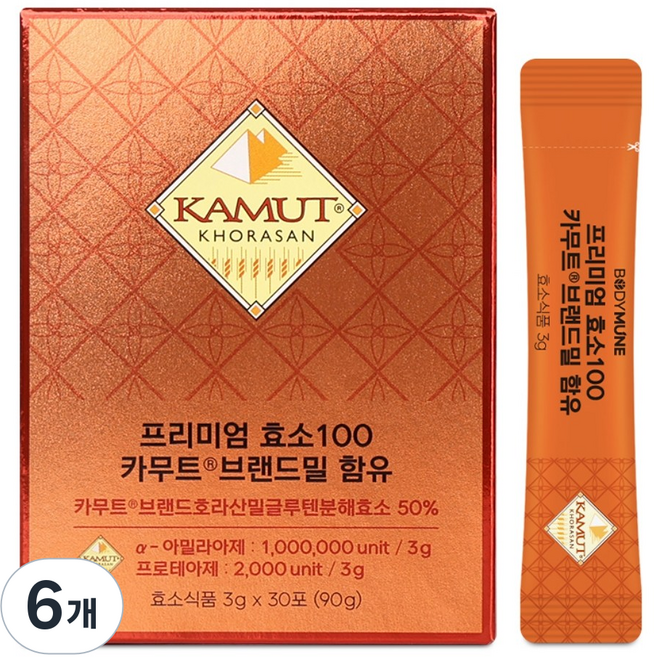 바디뮨 프리미엄 카무트 효소 100만 역가 (1개월분), 6개, 90g