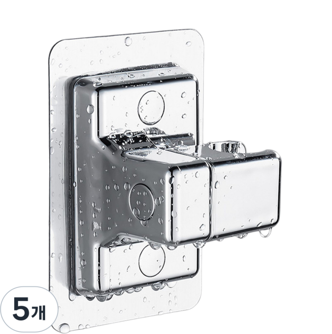 초강력 접착식 샤워기 거치대 고급형, 5개, 고급형 실버