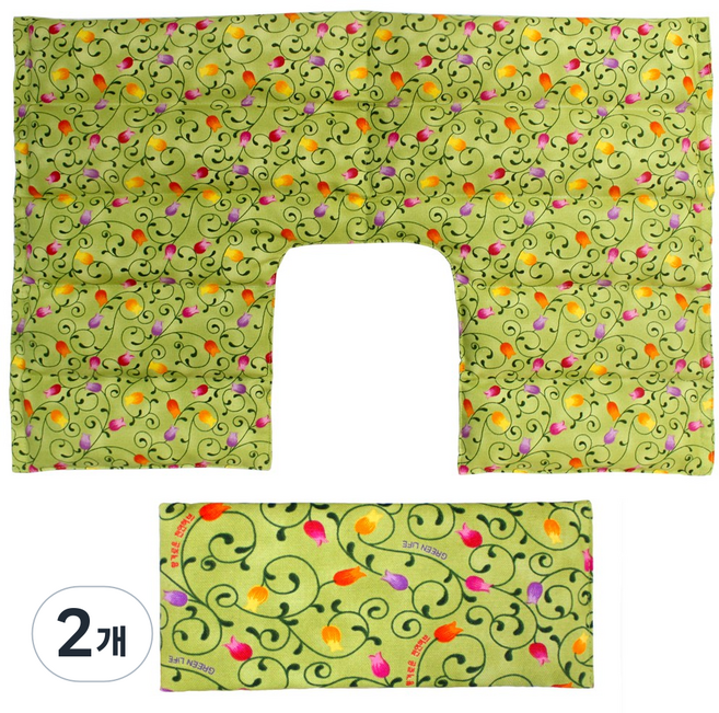 그린라이프 허브 어깨 찜질팩 대형(50x30cm) + 사각 눈 찜질팩 카키색, 2개