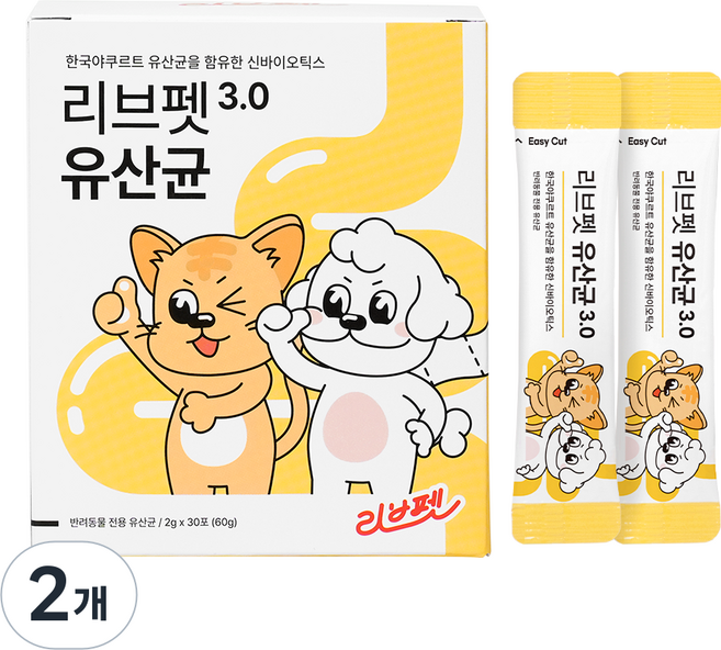 리브펫 반려동물 3.0 영양제, 60g, 장건강/유산균, 2개