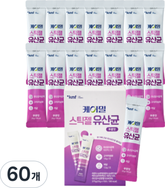 케어밀 스틱젤 유산균 푸룬맛 유산균 보충 스틱젤, 60개, 25g