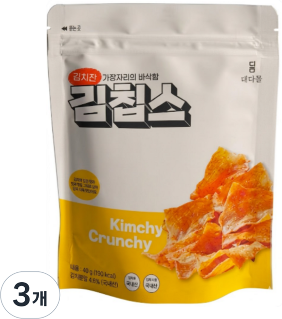더다믐 김치부각 김칩스, 3개, 40g