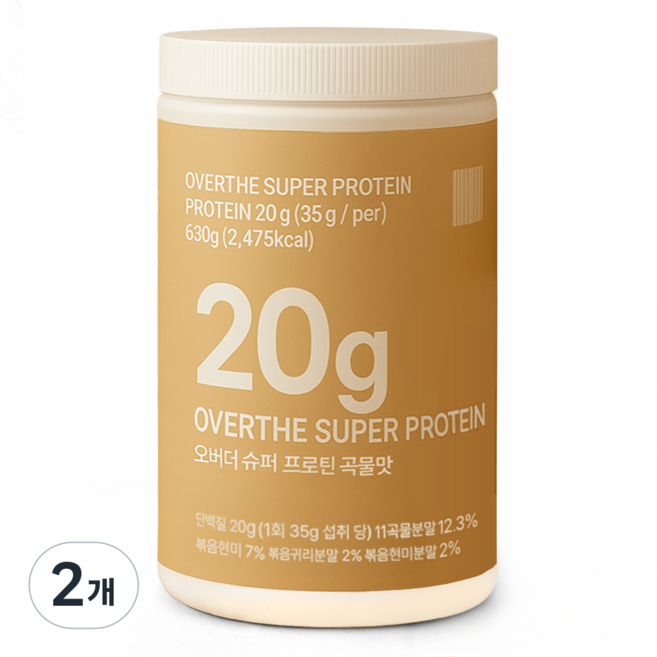 오버더 슈퍼 프로틴 곡물맛 다이어트 단백질 쉐이크 아침식사대용 영양음료 간식 대용량, 2개, 630g