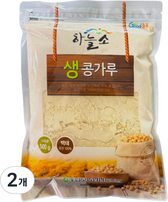 [농협] 수안보농협 100% 국산 생콩가루, 2개, 500g