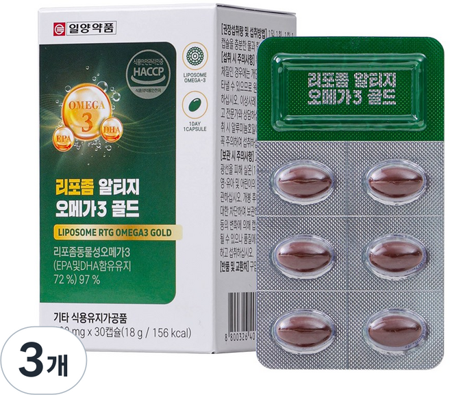 일양약품 리포좀 알티지 오메가3 골드 600mg, 3개, 30정