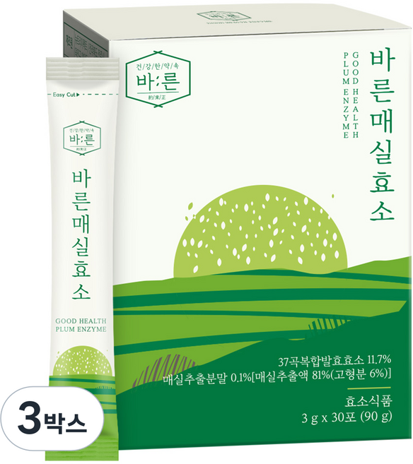 바른 매실효소 곡물 발효 유산균, 90g, 3개