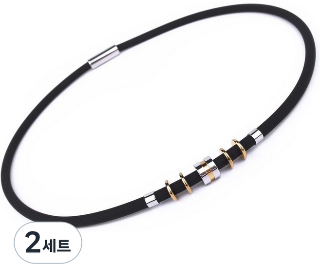 실리콘 티타늄 정전기방지 목걸이 남녀공용 50cm, 2세트