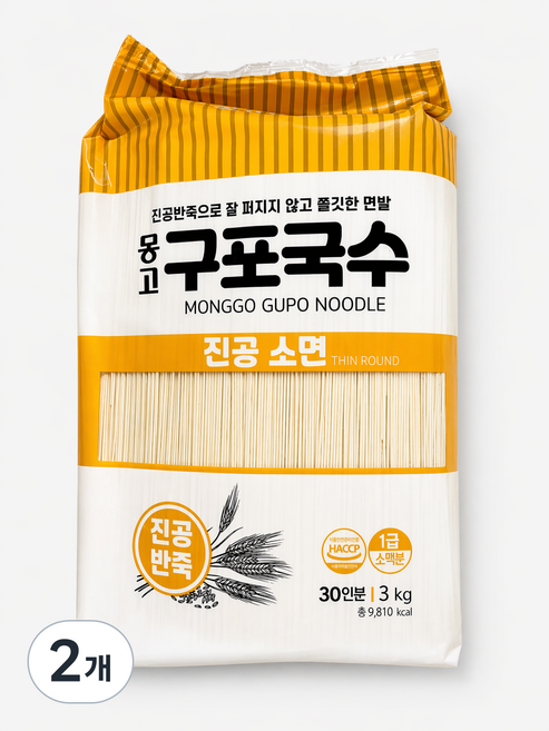 몽고식품 구포국수 진공소면, 3kg, 2개