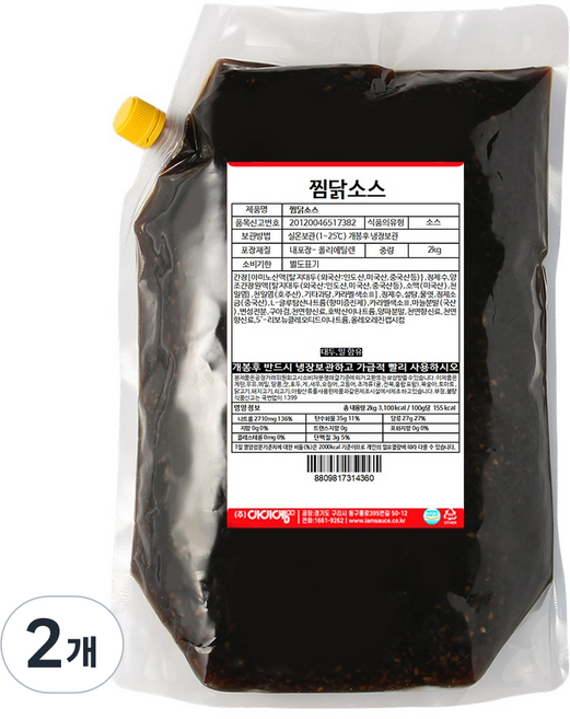 아이엠소스 찜닭소스안동식 간장, 2개, 2kg