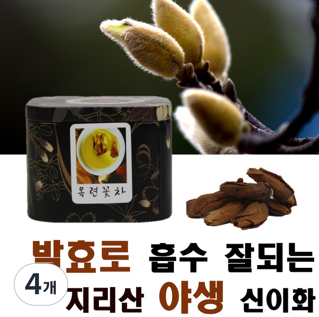 권대장티 지리산야생 목련꽃차 수제덖음 신이화차, 10g, 4개, 1개입