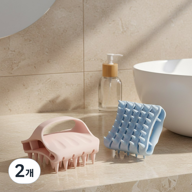 곧음 두피 마사지 샴푸 브러쉬, 2개, 블루