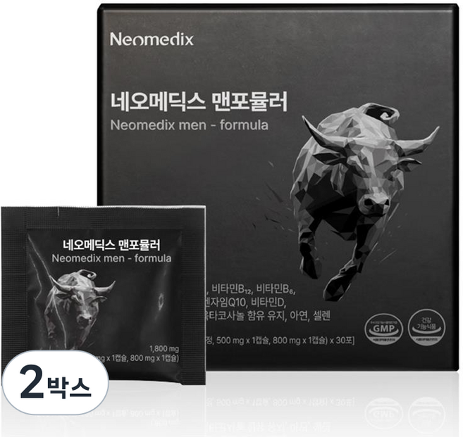 네오메딕스 맨포뮬러 쏘팔메토 옥타코사놀 코큐텐 코엔자임 Q10 로르산 남성 지구력 활력 전립선 건강, 2박스, 54g