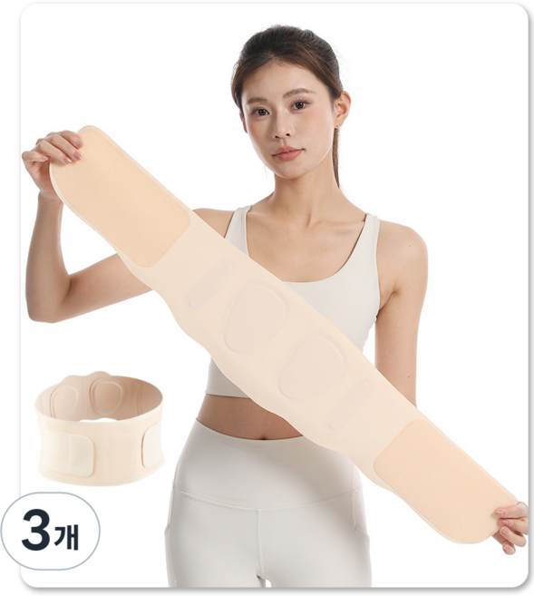 아르보아 고탄력 스키니 허리보호대 완벽커버 슬림핏 복대형 압박 밴드, 스킨, 3개