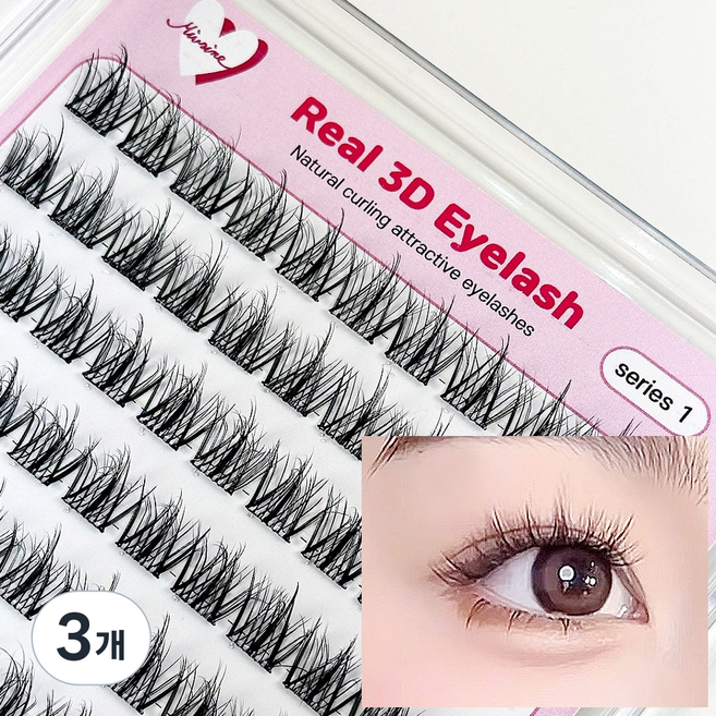 풀이 필요없는 노글루 속눈썹 원터치 대용량 10줄 100모 리얼 3D 5D컬 아이래쉬 속눈썹 단품, 3개, 10줄/C컬/9~13mm길이혼합