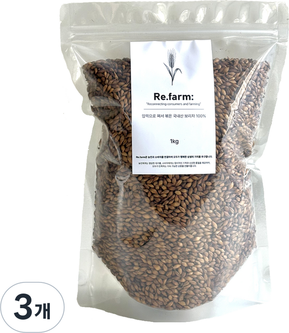 리팜 압력으로 쪄서 볶은 국내산 보리차, 3개, 1개입, 1kg