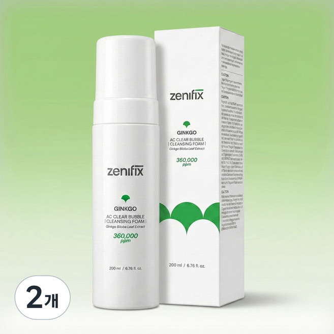 제니픽스 징코 에이씨 클리어 버블 클렌징 폼 저자극, 2개, 200ml