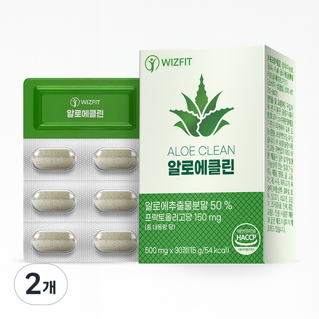 위즈핏 알로에클린 PTP, 2개, 30정