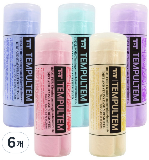 템플템 습식타올 수영 등산 스포츠 휴대용 수건, 6개, 혼합구성