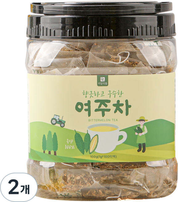 미세플라스틱 없는 생분해필터 미담식품 여주차 삼각티백, 2개, 100개입, 1g