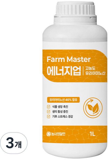 팜마스터 에너지업 고농축 식물영양제 유리아미노산 액상비료, 3개, 1L