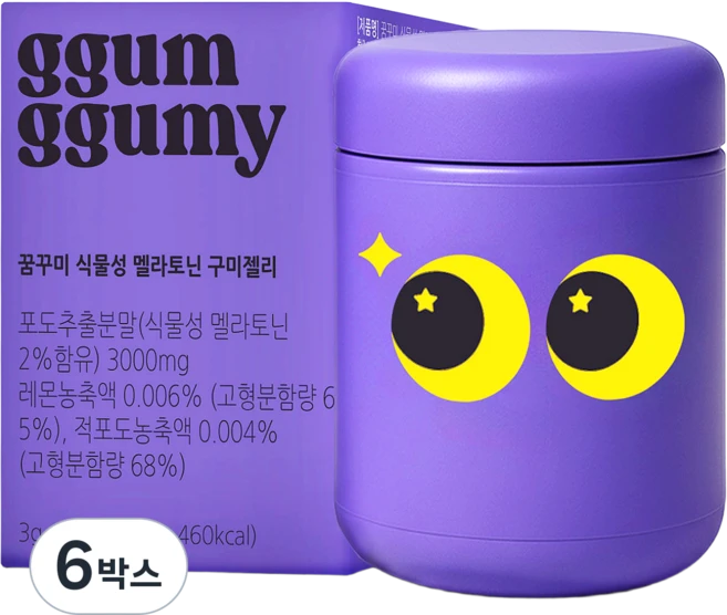 꿈꾸미 무설탕 식물성 멜라토닌 구미 젤리, 6박스, 60정 - 쿠팡