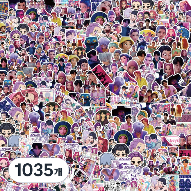 케이팝데몬헌터스 프리미엄 방수 스티커 207종 풀세트 케데헌 설맞이 선물용 다꾸 노트북 캐리어, 1035개, 혼합색상