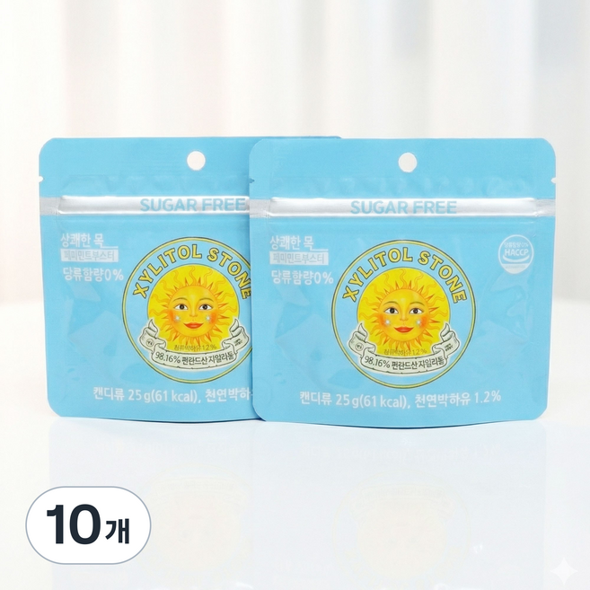 상쾌한 목 페퍼민트 부스터 자일리톨 스톤, 25g, 10개, 1개입