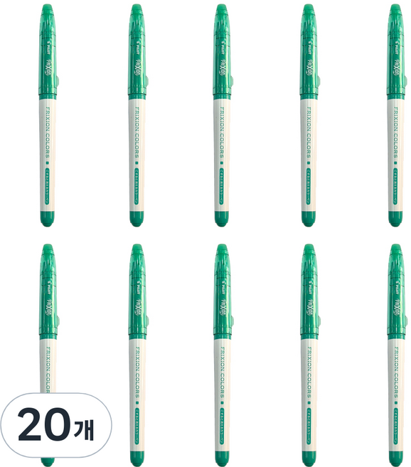 PILOT 파일로트 열펜 아이롱펜 열사인펜 열에 지워지는 펜 아이론펜 프릭션컬러즈 (사인펜타입) 8컬러 1박스, 그린, 20개