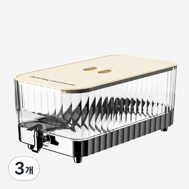 JODDA 음료수디스펜서 주스분배기 수전 수통 정수기, 3개, 5.3L, 은색