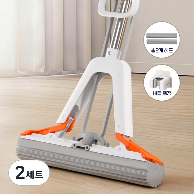 조이보스 원터치 교환식 매직 펄프 밀대걸레+리필패드1장+후크1개, 2세트