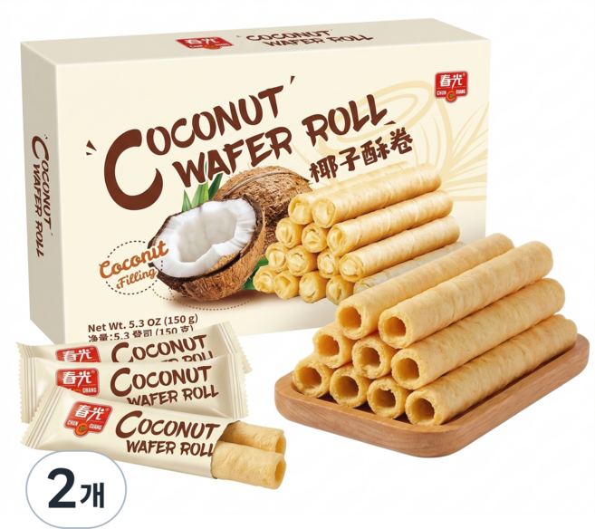 코코넛 크리스피 롤 개별포장, 150g, 2개