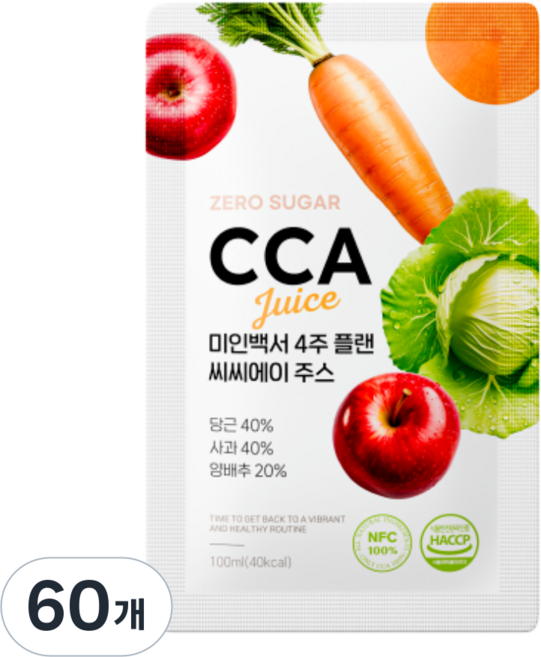 무가당 국내산 100% CCA 클렌즈 ABC 까 주스, 60개, 100ml