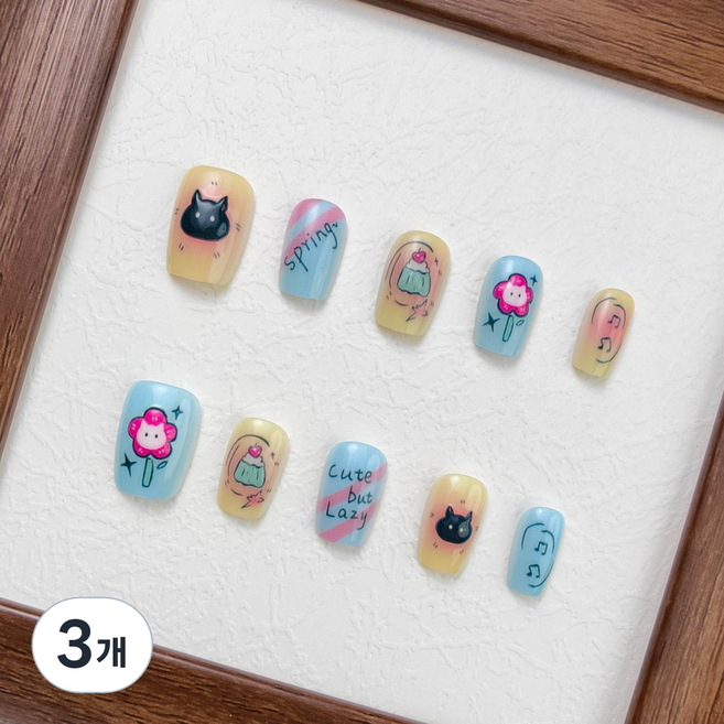 [당일배송] 천안각 귀여운 디자인 셀프 붙이는 인조팁, 3개, 013 - M