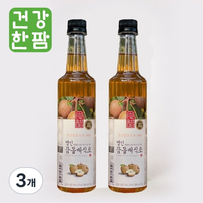 [발효이야기] 참돌배 식초 국산 3년 숙성 자연 발효 음용식초, 3개, 500ml