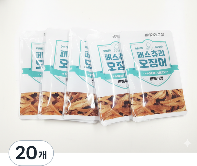 이케이 포켓용 바베큐 페스츄리 오징어, 20g, 20개
