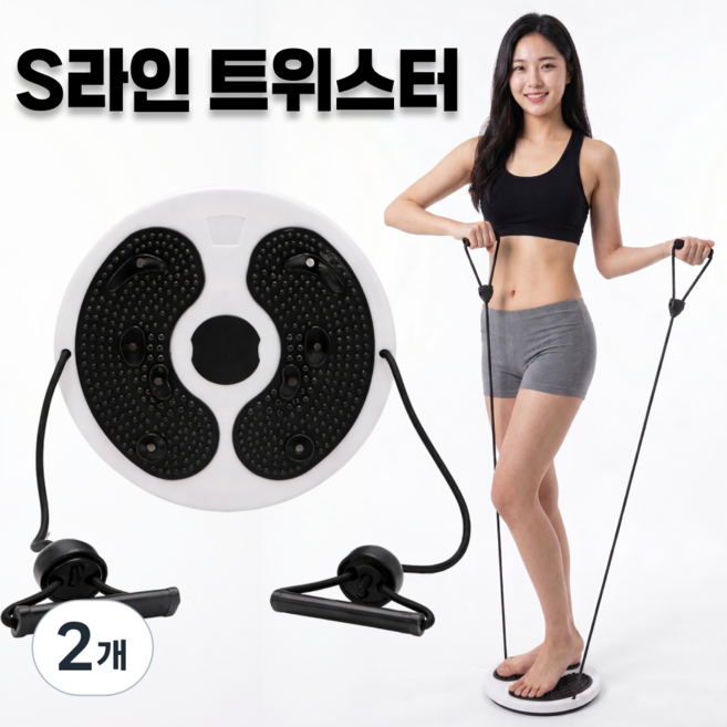 KM SPORTS S라인 트위스트 허리회전 운동기구, 블랙, 2개