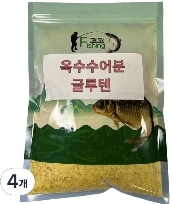 Fishing고고 붕어/향어/잉어떡밥 옥수수 어분 글루텐, 500g, 4개